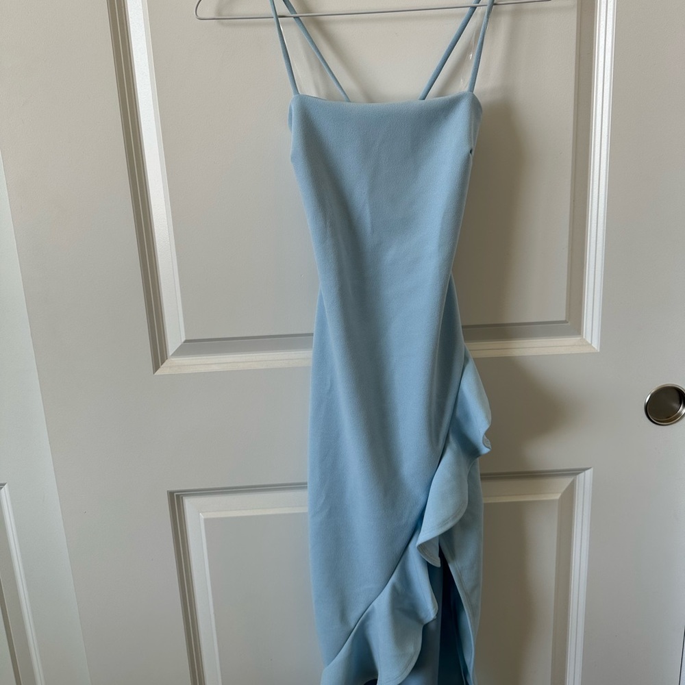Baby blue midi bodycon dress